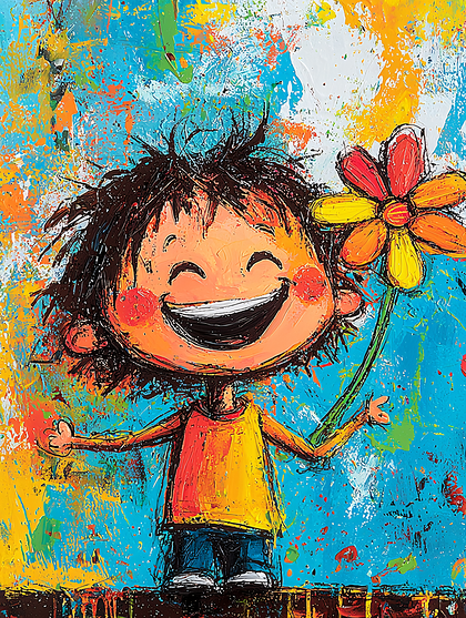 Joyful Child with Flower