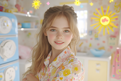 Joyful Girl in Playful Room