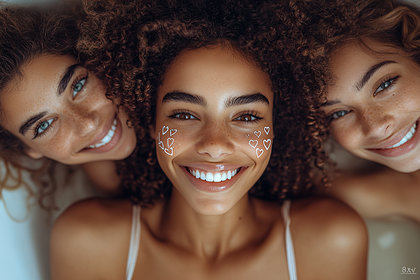 Joyful Women with Heart Freckles