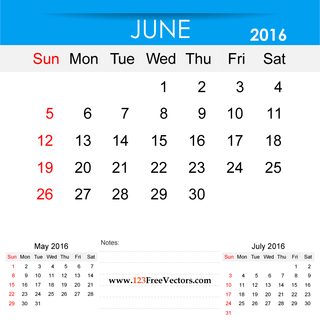 June 2016 Calendar Printable