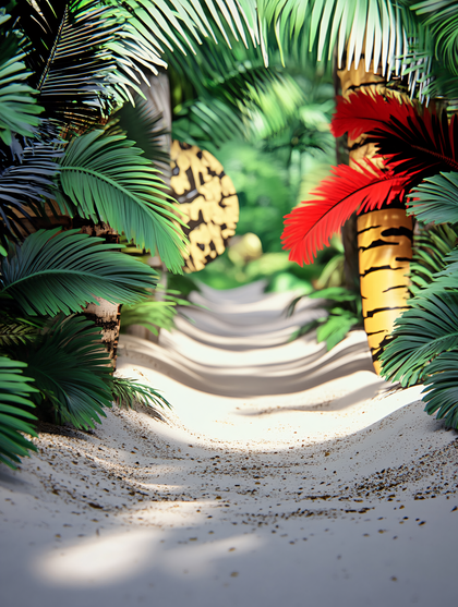 Jungle Path With Palm Trees