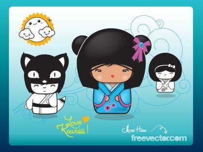 Kawaii Dolls Free Vector