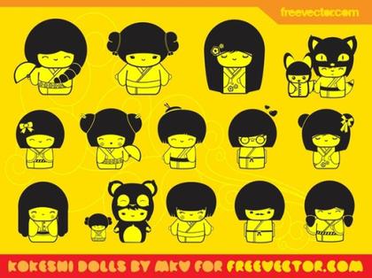 Kawaii Dolls s Free Vector