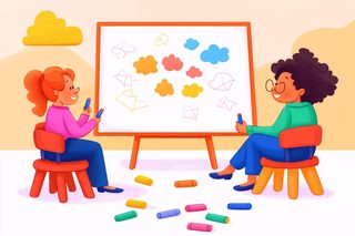 Kids Drawing on Easel