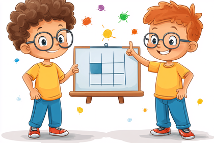 Kids Explaining Grid On Whiteboard