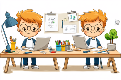 Kids Learning at Desks