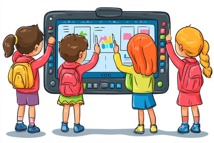 Kids Learning On Interactive Whiteboard