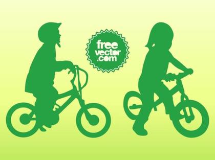 Kids On Bikes Free Vector