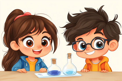 Free Download Cheerful Cartoon Kids Conducting Science Experiment with ...
