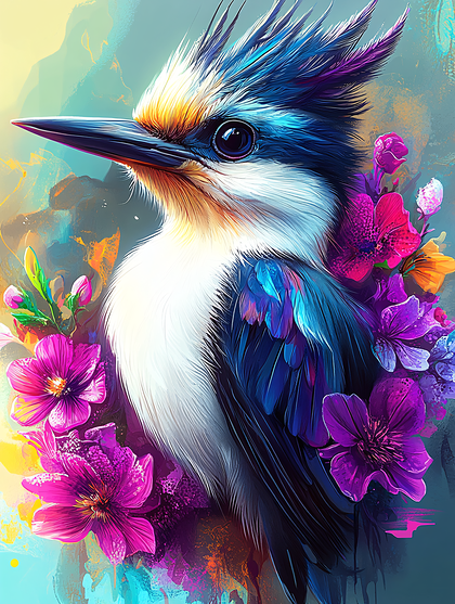 Kingfisher and Floral Arrangement