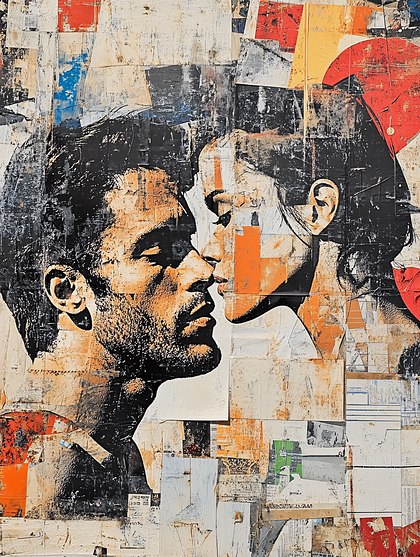 Kissing Couple Collage