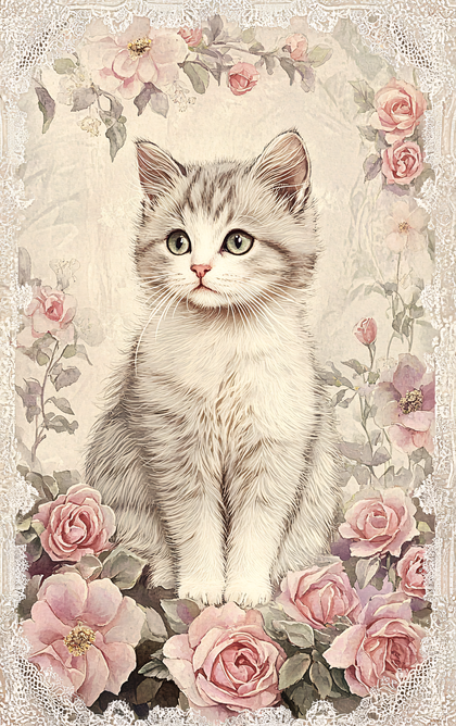 Kitten Amidst Roses