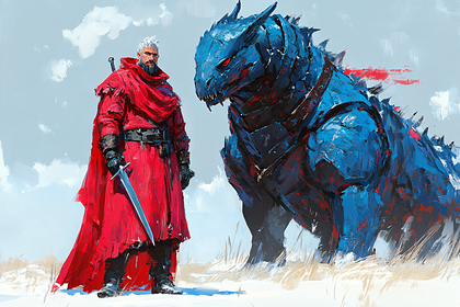 Knight And Blue Beast