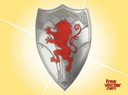 Knight Shield with Lion Free Vector