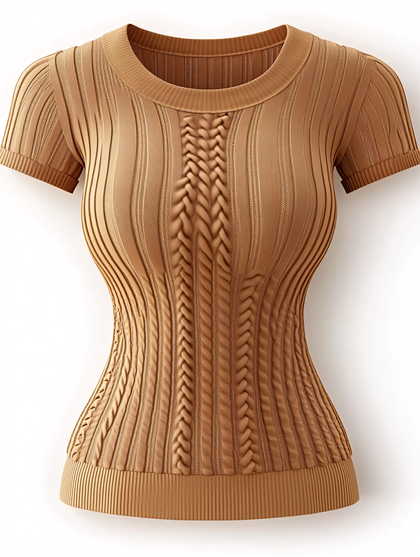 Knitted Short Sleeve Top