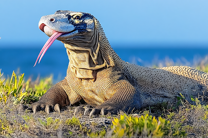 Komodo Dragon Sticking Out Tongue