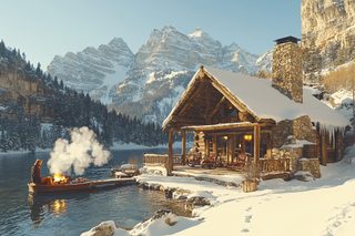 Lakeside Cabin in Winter