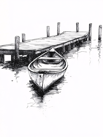 Lakeside Dock And Canoe