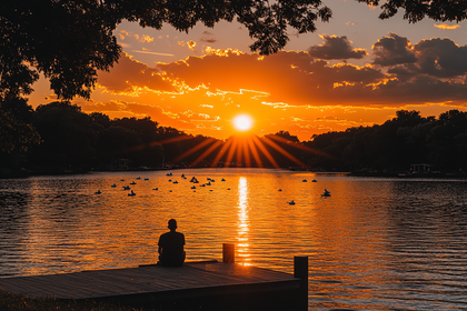 Lakeside Sunset Reflection