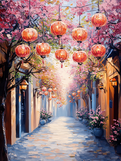 Lantern Lit Cherry Blossom Alley