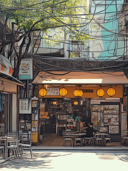 Lantern Lit Street Cafe