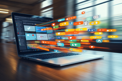 Laptop Social Media Burst