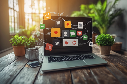 Laptop Social Media Connection