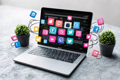 Laptop Social Media Flow