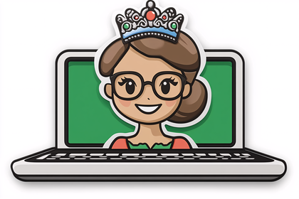Laptop Teacher With Crown