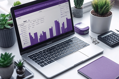 Laptop With Data Analytics Graph On Screen