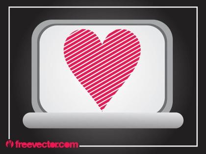 Laptop With Heart Free Vector
