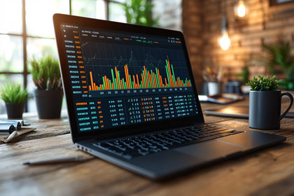 Laptop with Stock Market Data