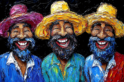 Laughing Men With Hats