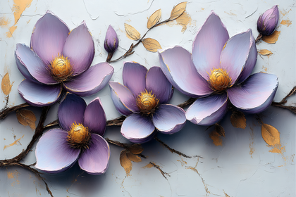 Lavender Magnolias with Gold Accents