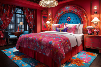 Lavish Red Bedroom Interior