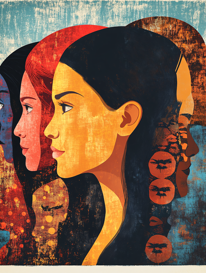 Layered Faces of Women in Profile