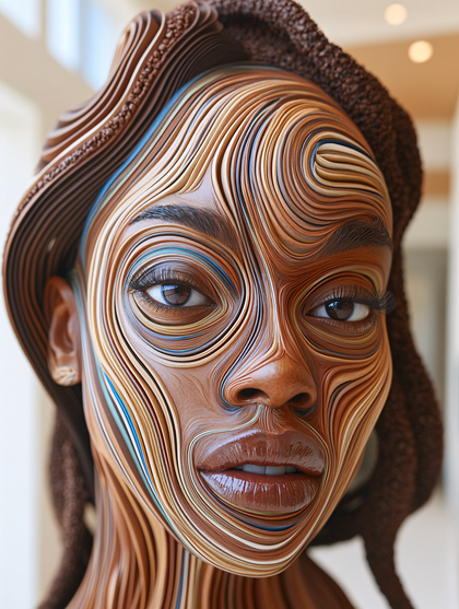 Layered Wooden Face Portrait