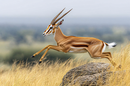 Leaping Antelope on Rock