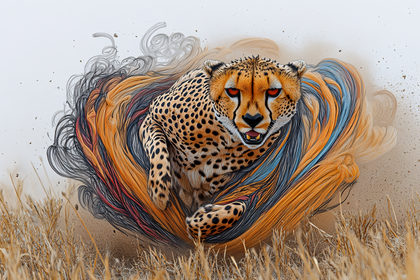 Leaping Cheetah with Abstract Motion