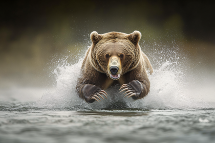 Leaping Grizzly Bear