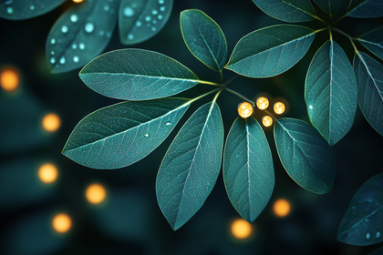 Leaves with Glowing Orbs
