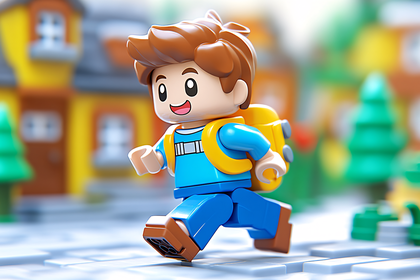 Lego Boy Running With Backpack