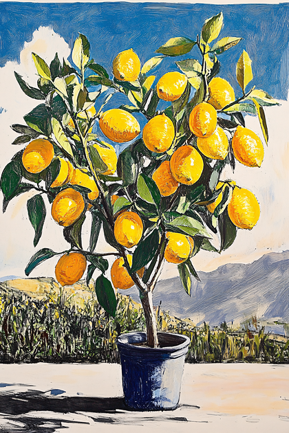 Lemon Tree In Pot Still Life