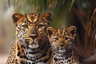 Leopard Mother and Cub