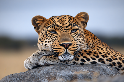 Leopard Resting On Rock