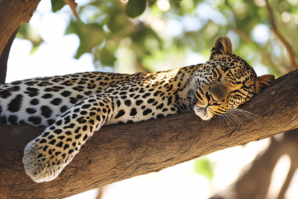 Leopard Resting On Tree Branch
