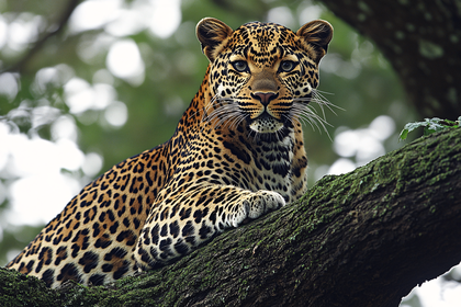Leopard Resting On Tree