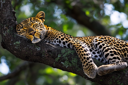 Leopard Resting Peacefully On A Tree Branch