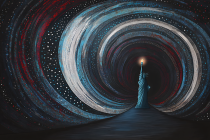 Statue of Liberty with American Flag Swirls Digital Art