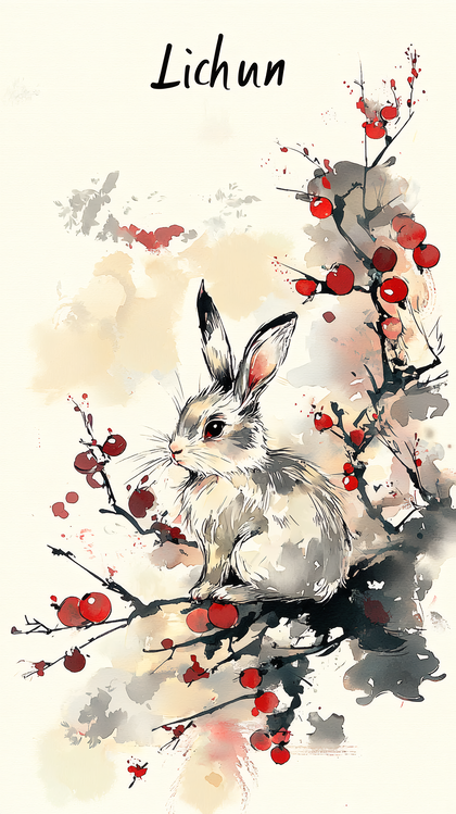 Lichun Rabbit on Cherry Tree